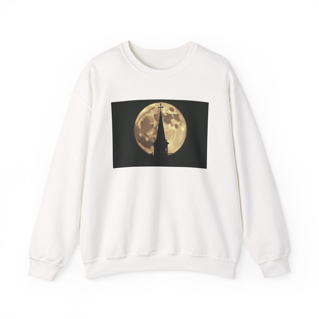 Moonlit Church Steeple - Crewneck Sweatshirt | Beauty of the Night Sky