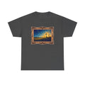 Three Crosses on Hill - Framed - T-Shirt | Religious Inspirational Tee, Jesus Faith Artwork
