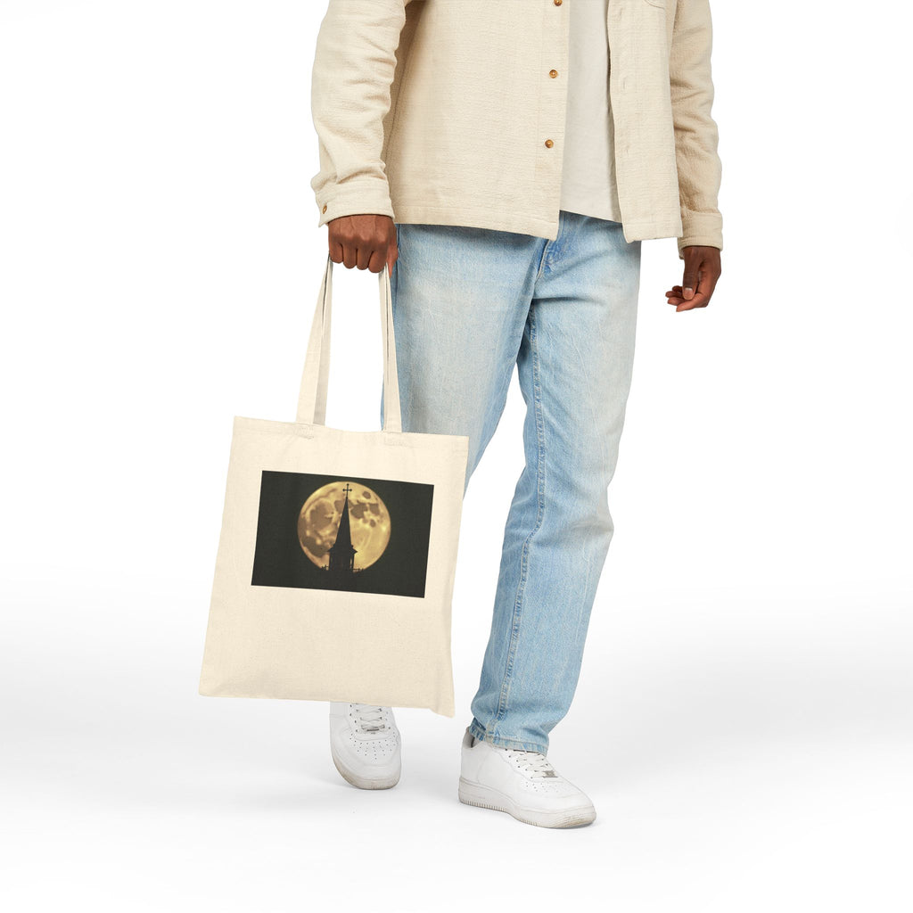 Moonlit Church Steeple - Canvas Tote Bag - Beauty of the Night Sky