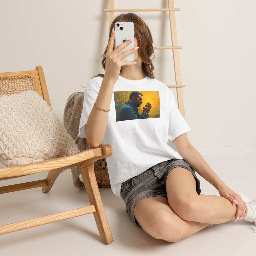 Man in Prayer - T-Shirt | Religious Inspirational Tee, Prayer Artwork