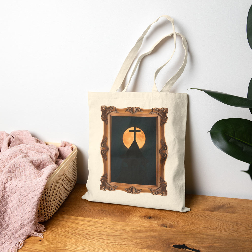 Church Steeple Moon - Framed - Canvas Tote Bag - Beauty of the Night Sky