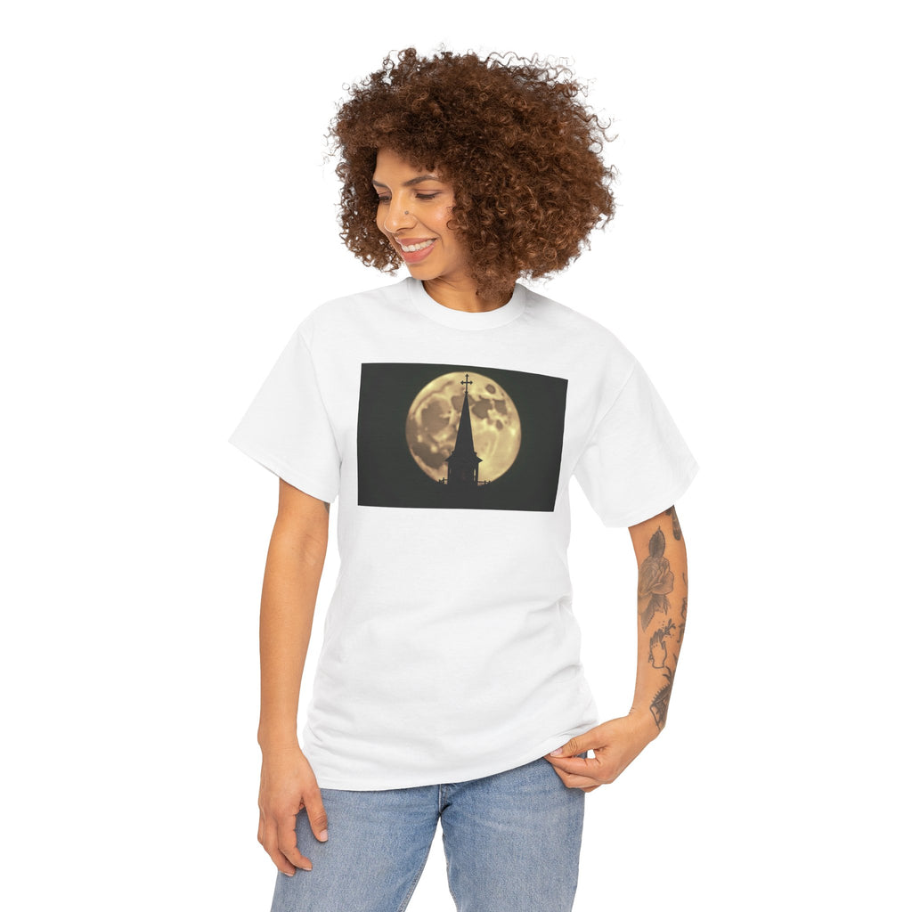 Moonlit Church Steeple - T-Shirt | Religious Inspirational Tee | Beauty of the Night Sky