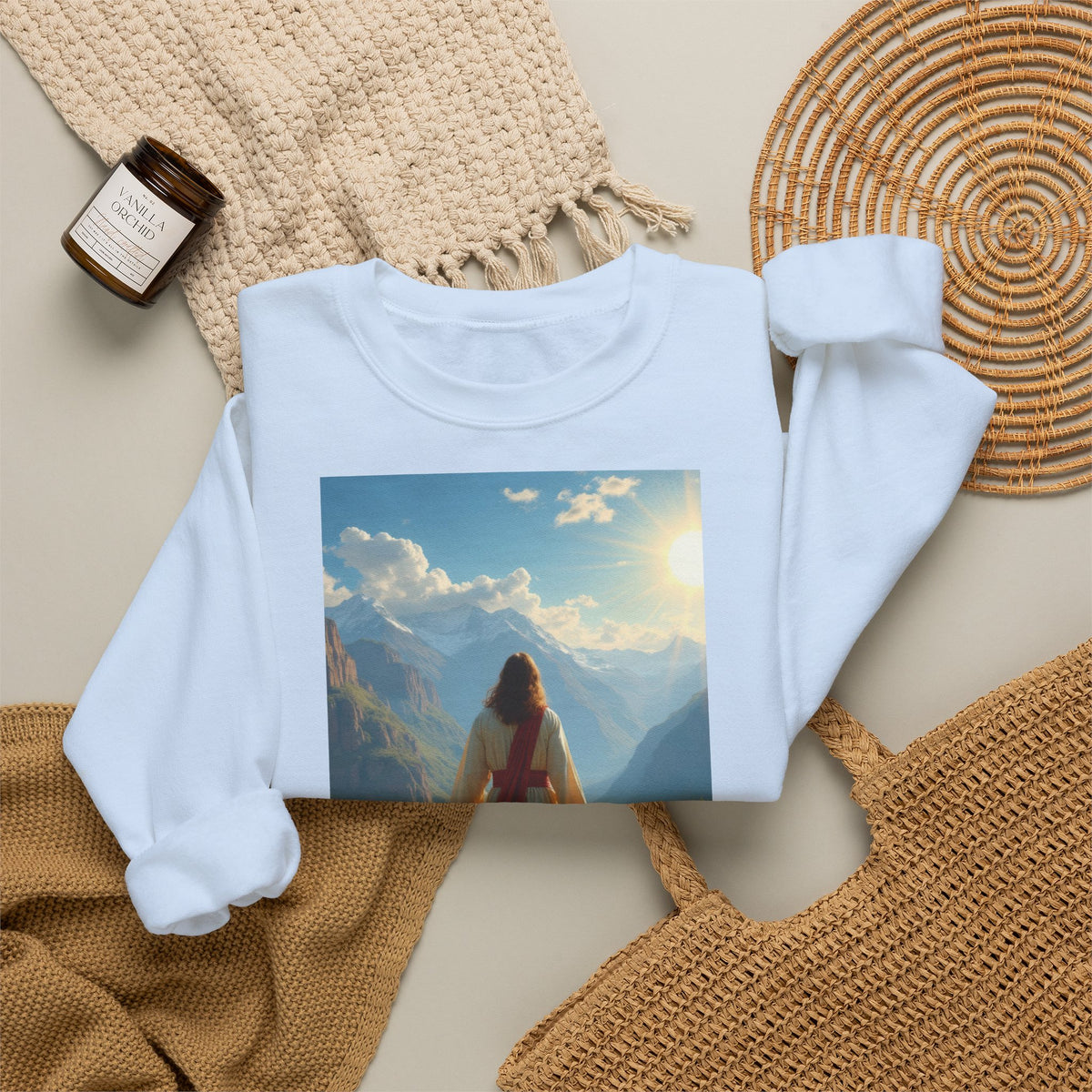 Jesus and the Lost Lamb | Crewneck Sweatshirt | Christian Art | Faith-Inspired
