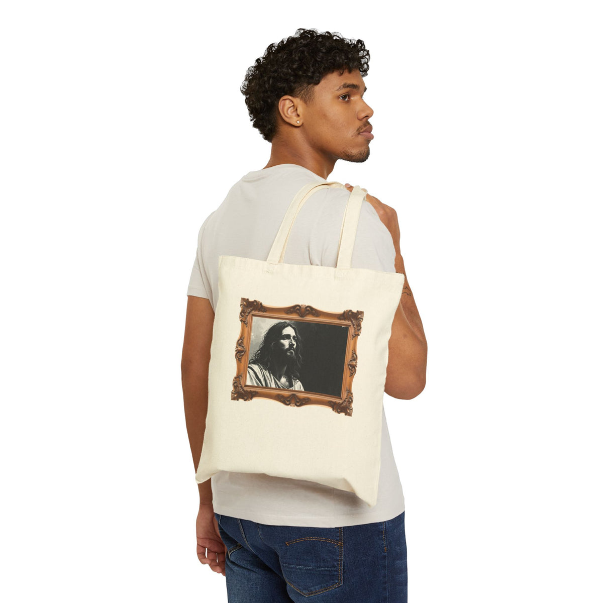 Contemplative Jesus - Framed - Canvas Tote Bag - Quiet Focus