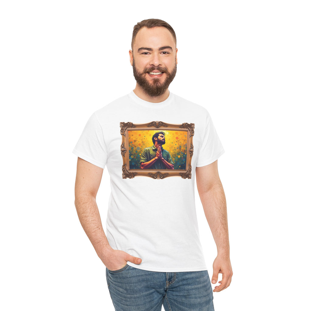 Praying Man Starburst - Framed - T-Shirt | Religious Inspirational Tee, Prayer Shirt