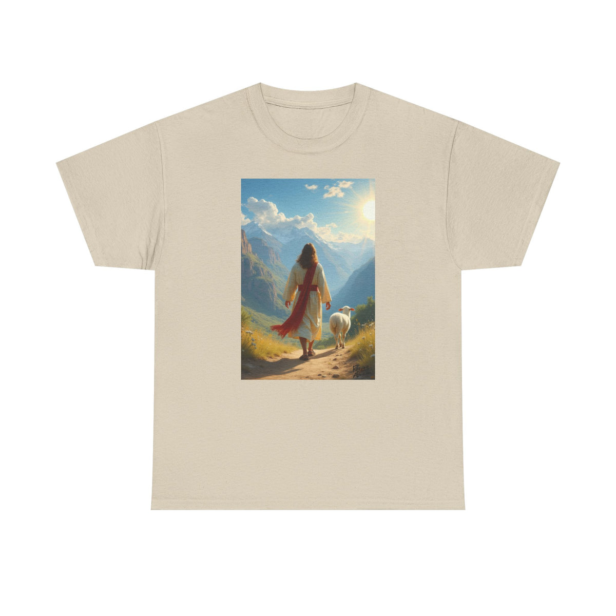 Jesus and the Lost Lamb - T-Shirt | Religious Inspirational Tee, Jesus Faith Artwork