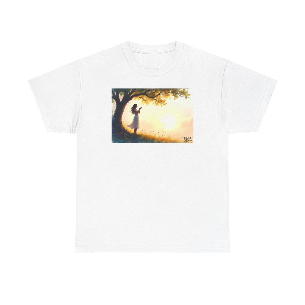 Woman's Sunrise Prayer in Nature - T-Shirt | Religious Inspirational Tee, Prayer Shirt