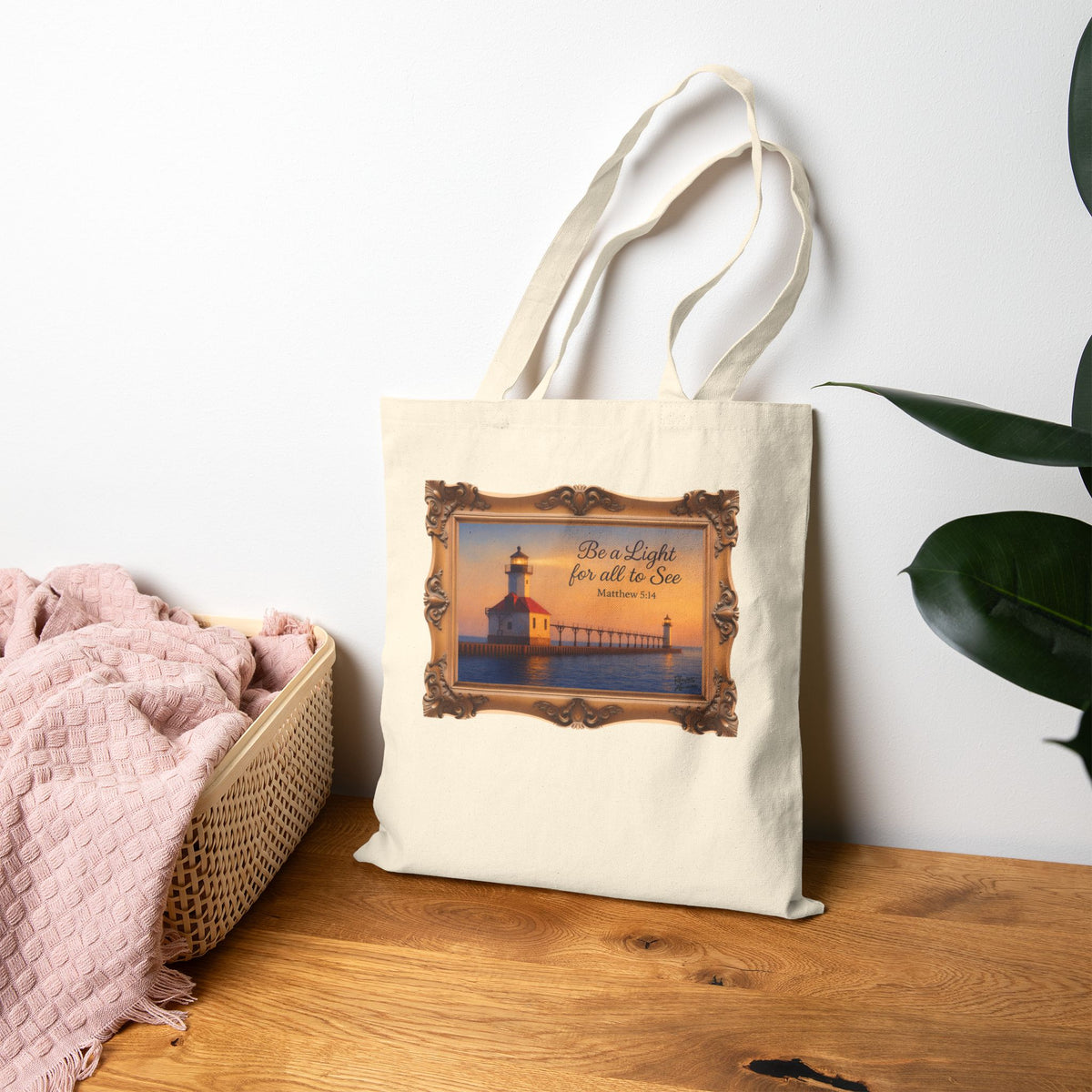 Be a Light - Matthew 5:14 - Framed - Canvas Tote Bag