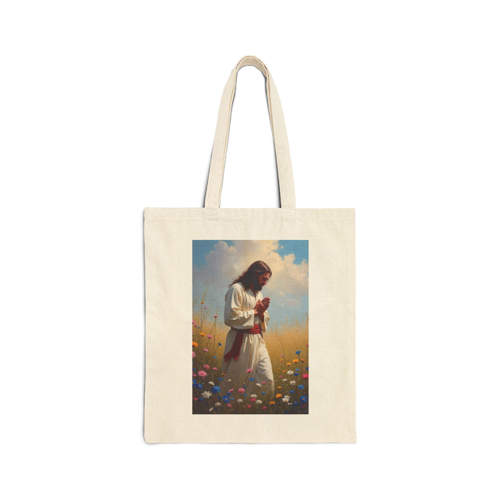 Jesus Praying in Meadow - Canvas Tote Bag