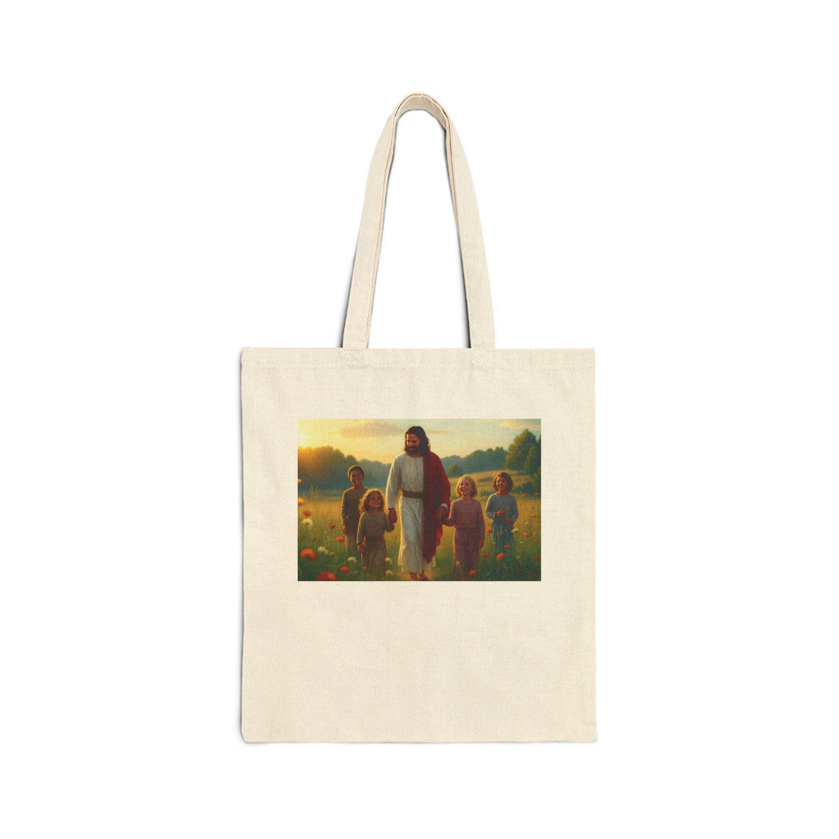 Jesus with Children in Wildflowers - Canvas Tote Bag