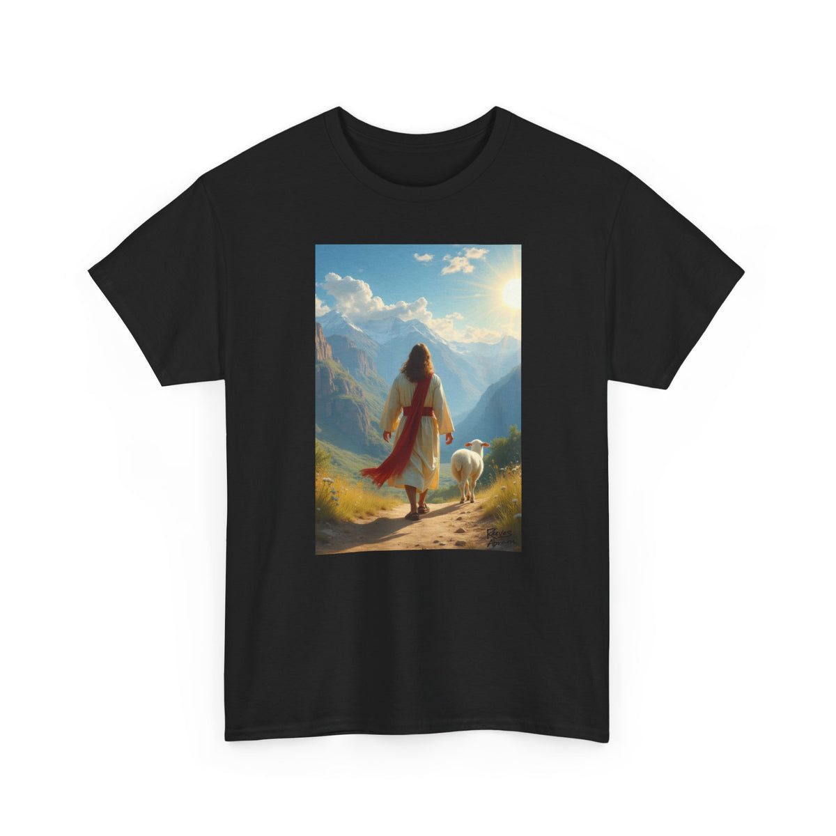 Jesus and the Lost Lamb - T-Shirt | Religious Inspirational Tee, Jesus Faith Artwork