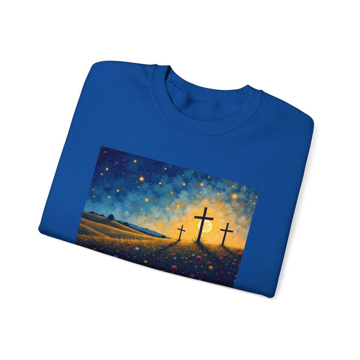 Three Crosses on Hill - Crewneck Sweatshirt | Bible Art