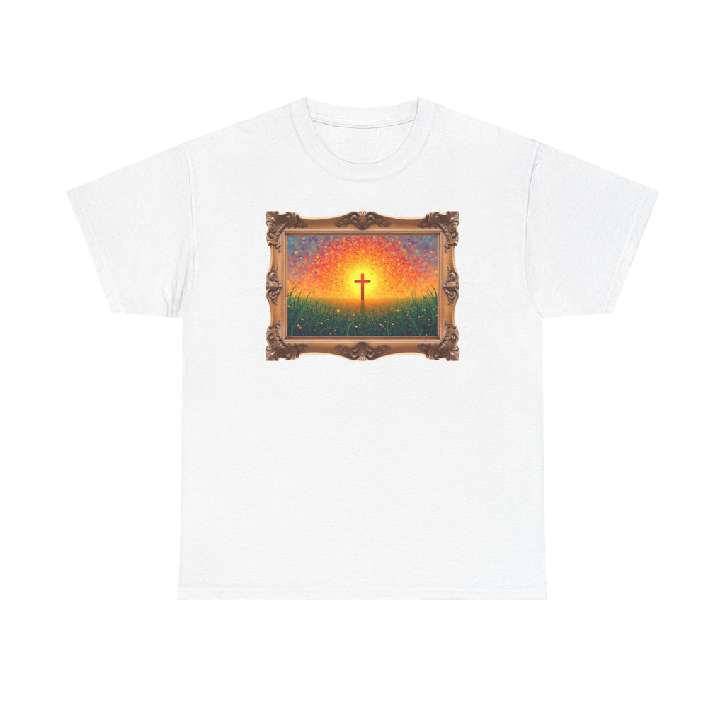 Glowing Cross in the Field - Framed - T-Shirt | Religious Inspirational Tee | Cross of Christ