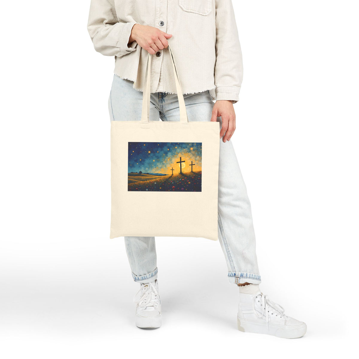 Three Crosses on Hill - Canvas Tote Bag