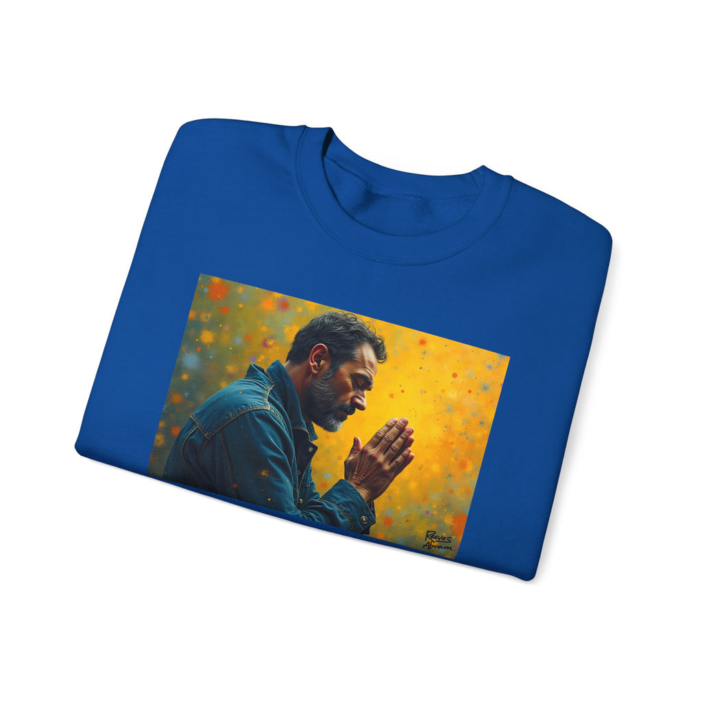Man in Prayer | Crewneck Sweatshirt | Christian Art | Faith-Inspired