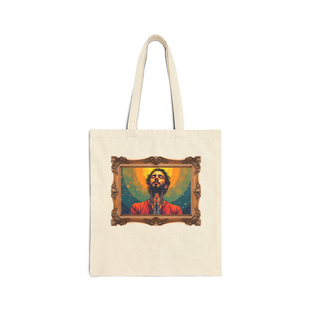 Praying Man - Serenity in Cosmic Light - Framed - Canvas Tote Bag