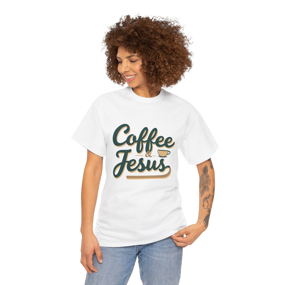 Coffee and Jesus - T-Shirt | Religious Inspirational Tee | Simple Morning Rhythm