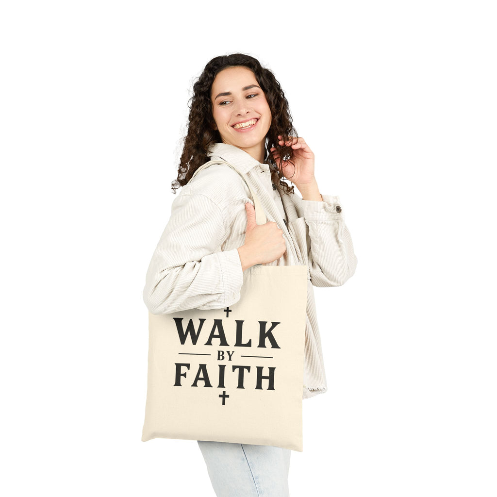 Walk by Faith Crosses Design - Canvas Tote Bag - 2 Corinthians 5:7