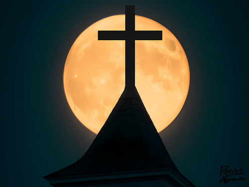 Church Steeple Moon - T-Shirt | Religious Inspirational Tee | Beauty of the Night Sky