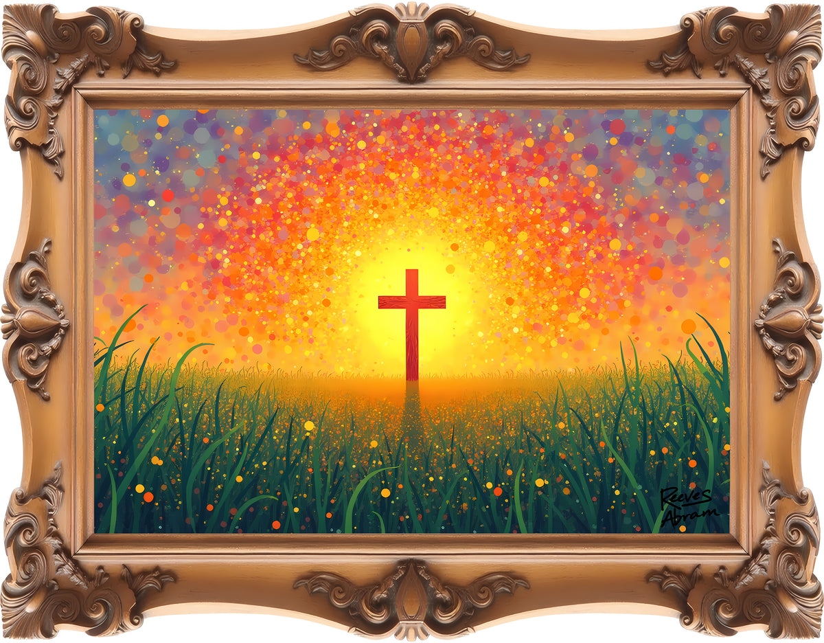 Glowing Cross in the Field - Framed - T-Shirt | Religious Inspirational Tee | Cross of Christ