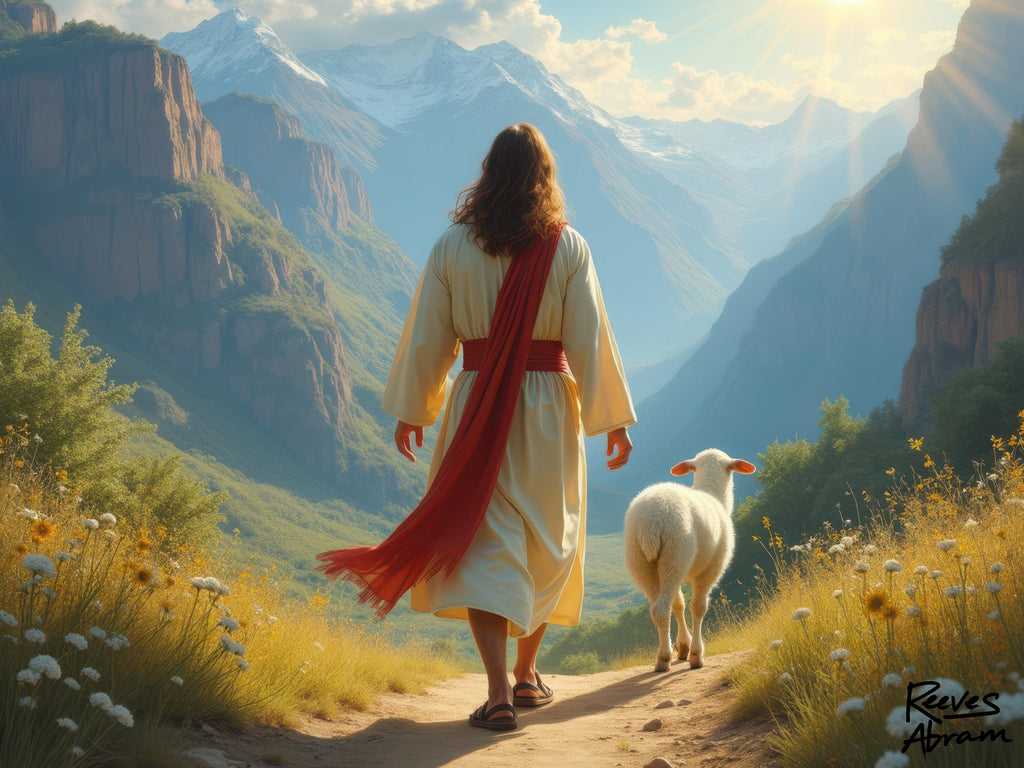 Jesus and the Lost Lamb | Crewneck Sweatshirt | Christian Art | Faith-Inspired