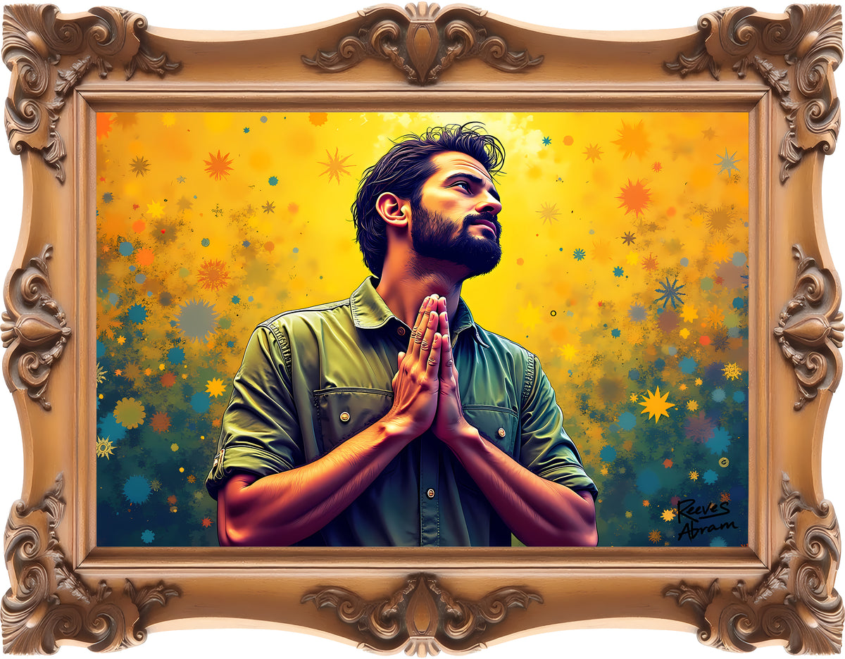 Praying Man Starburst - Framed - Canvas Tote Bag