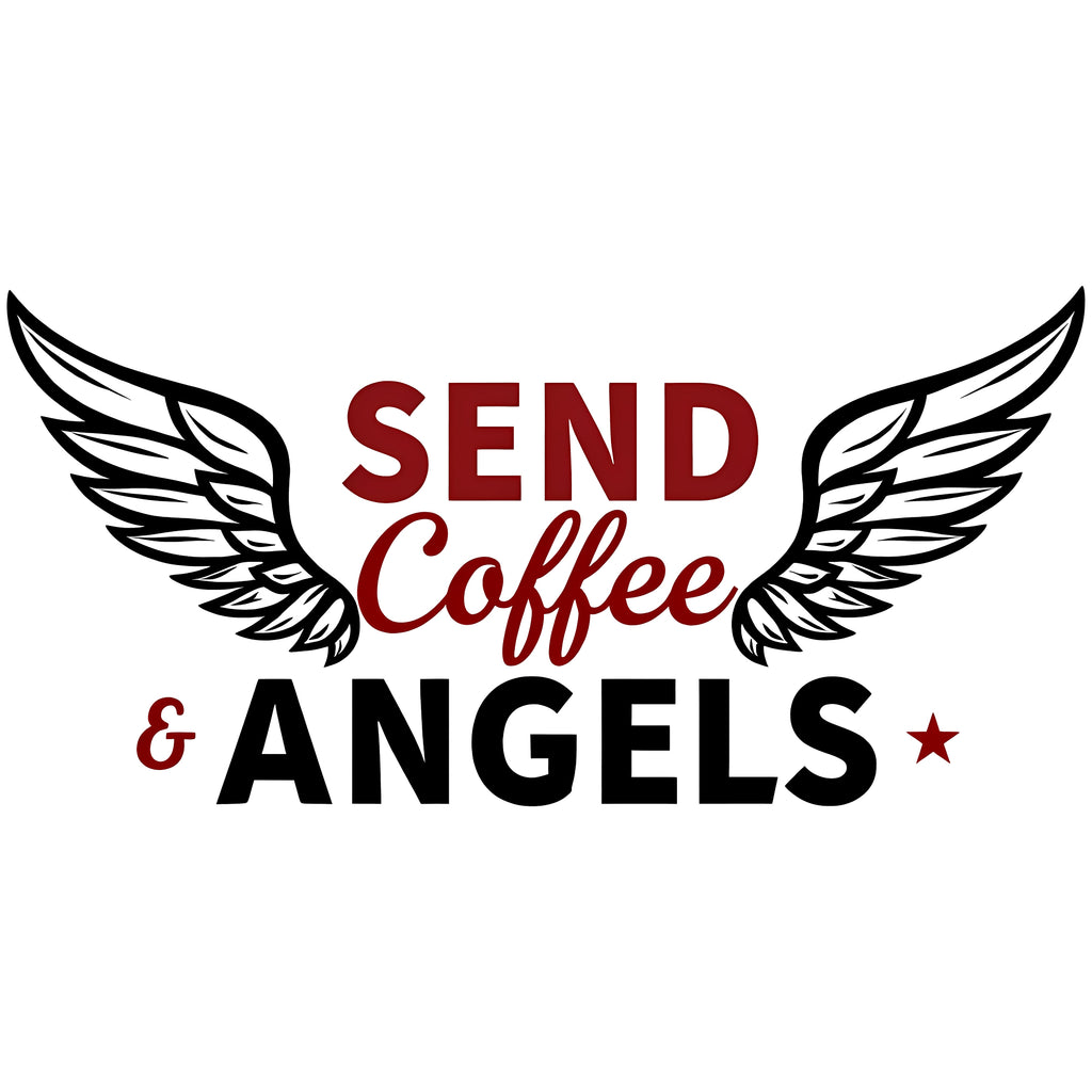 Send Coffee and Angels - T-Shirt | Religious Inspirational Tee | Bringing Faith and Humor to Mornings