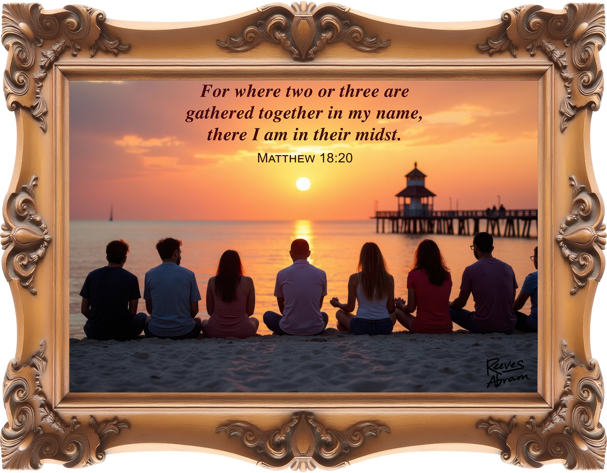 Where Two or Three Gather - Framed - Canvas Tote Bag - Matthew 18:20
