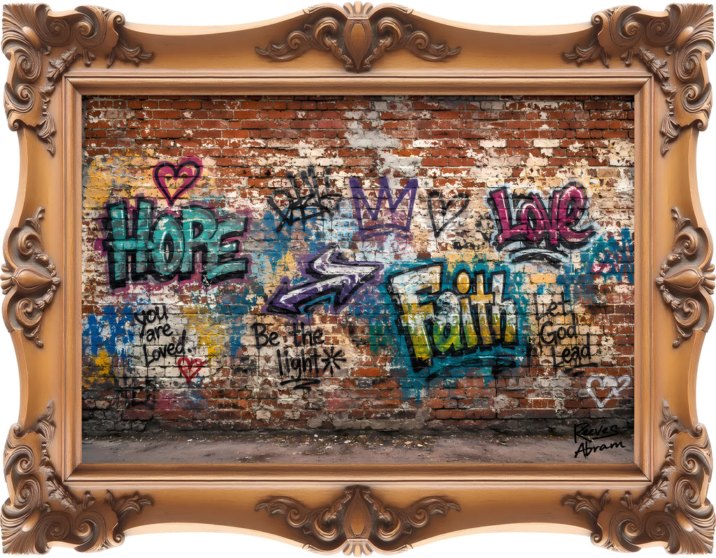 Walls of Faith - Framed - T-Shirt | Religious Inspirational Tee | Hope + Faith + Love