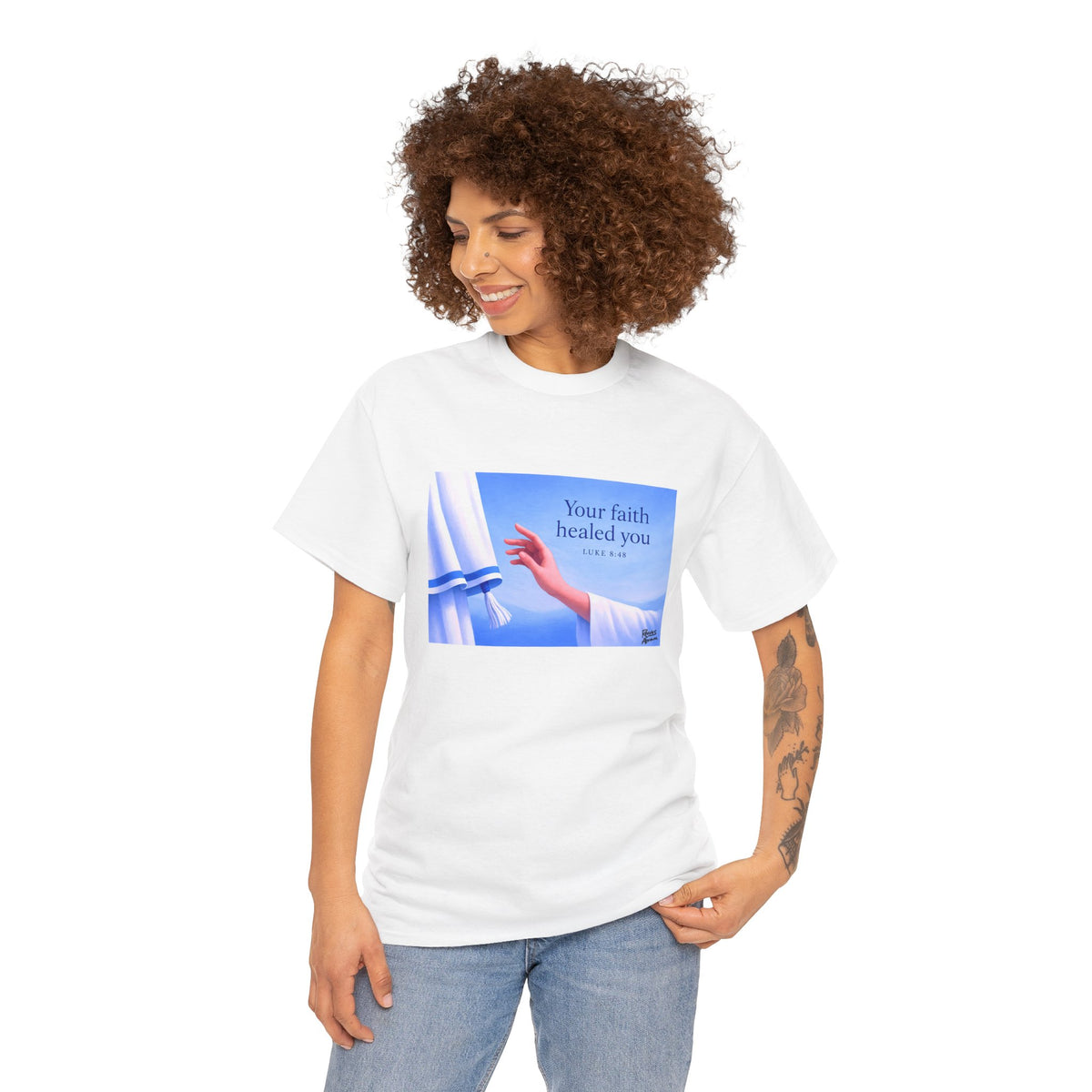 Your Faith Healed You (Luke 8:48) - T-Shirt | Religious Inspirational Tee, Jesus in Bible Artwork