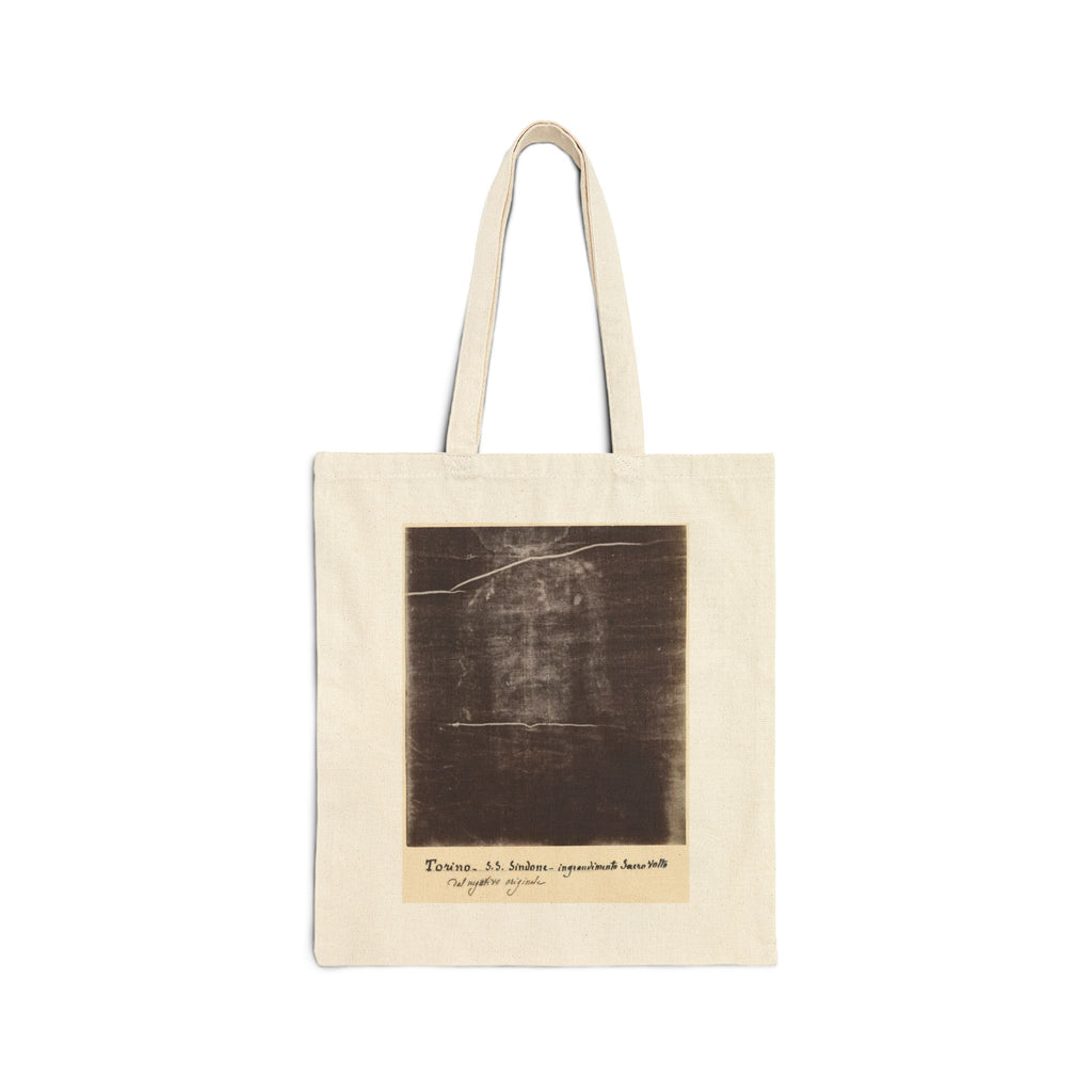 The Holy Face of Jesus - Shroud of Turin 1898 - Canvas Tote Bag - Secondo Pia Historic Photographic Negative - Vintage Christian Art