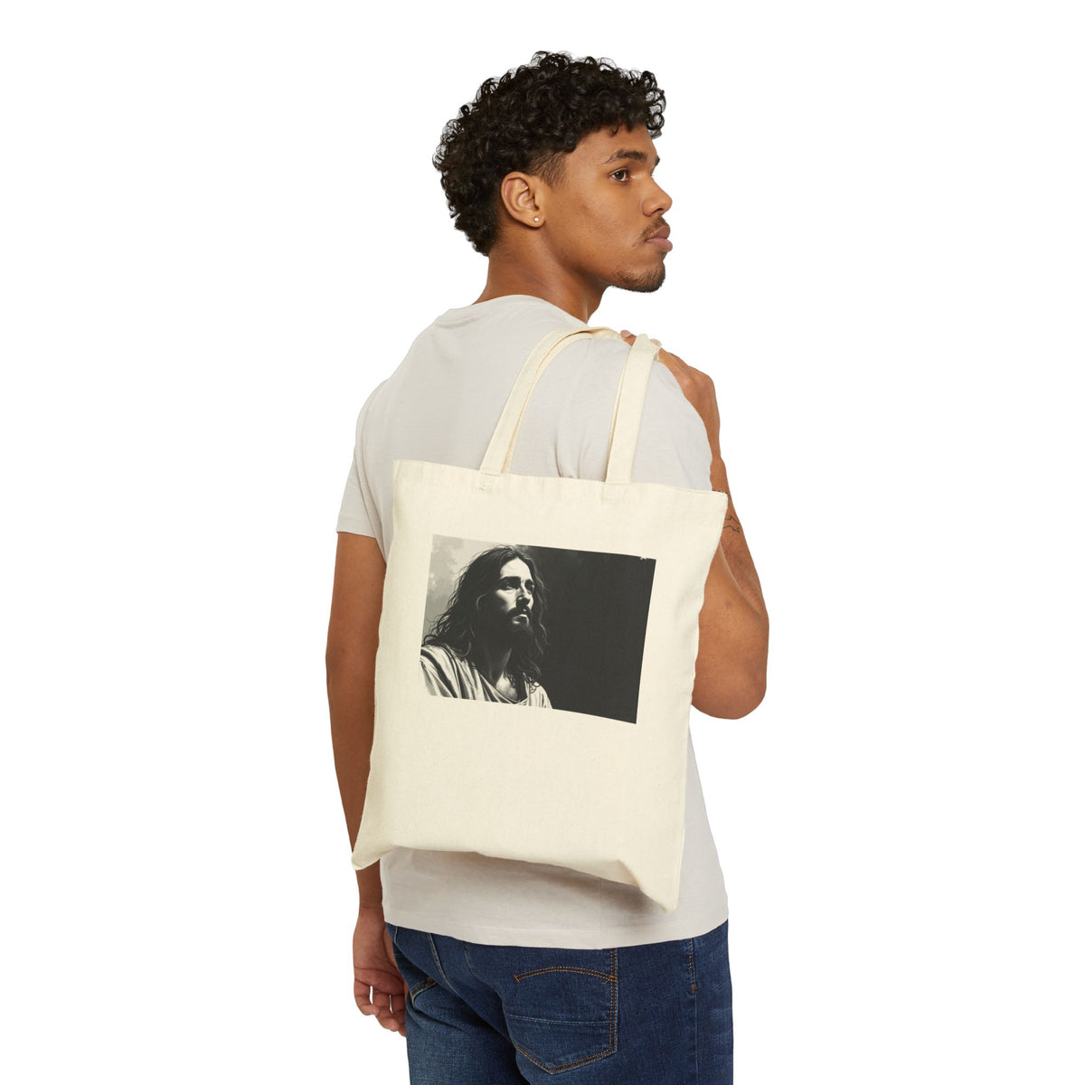 Contemplative Jesus - Canvas Tote Bag - Quiet Focus