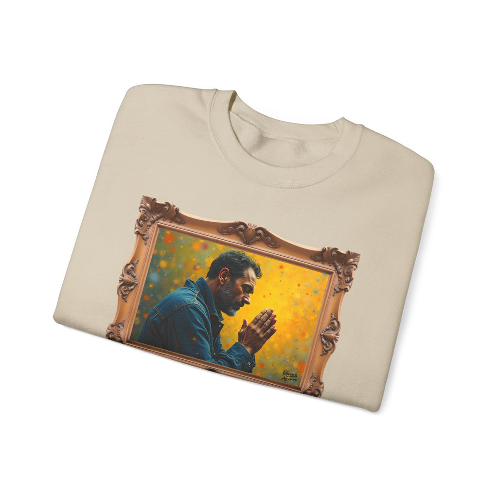 Man in Prayer - Framed | Crewneck Sweatshirt | Christian Art | Faith-Inspired