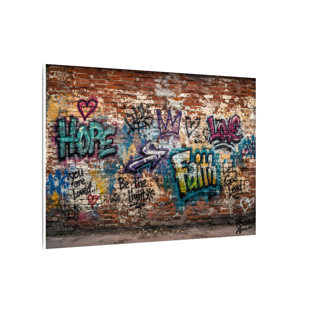 Walls of Faith | 36" x 24" Canvas (Horizontal) | Christian Pop Art | Faith Wall Decor - Hope + Faith + Love