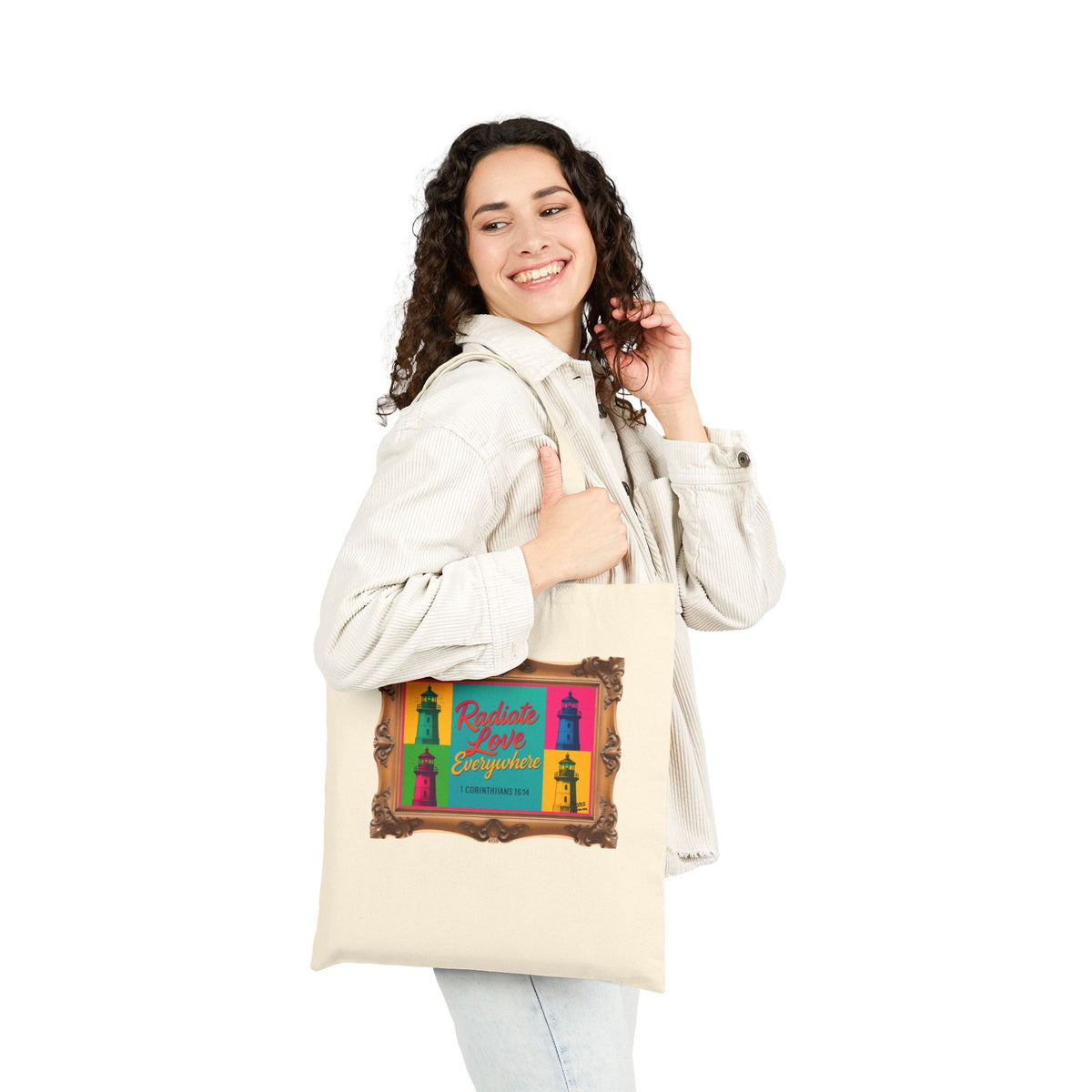 Radiate Love Everywhere - Framed - Canvas Tote Bag - 1 Corinthians 16:14