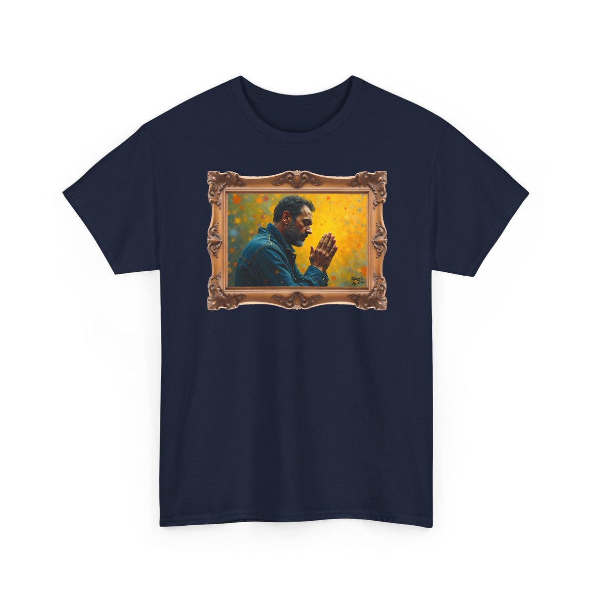 Man in Prayer - Framed - T-Shirt | Religious Inspirational Tee, Prayer Artwork