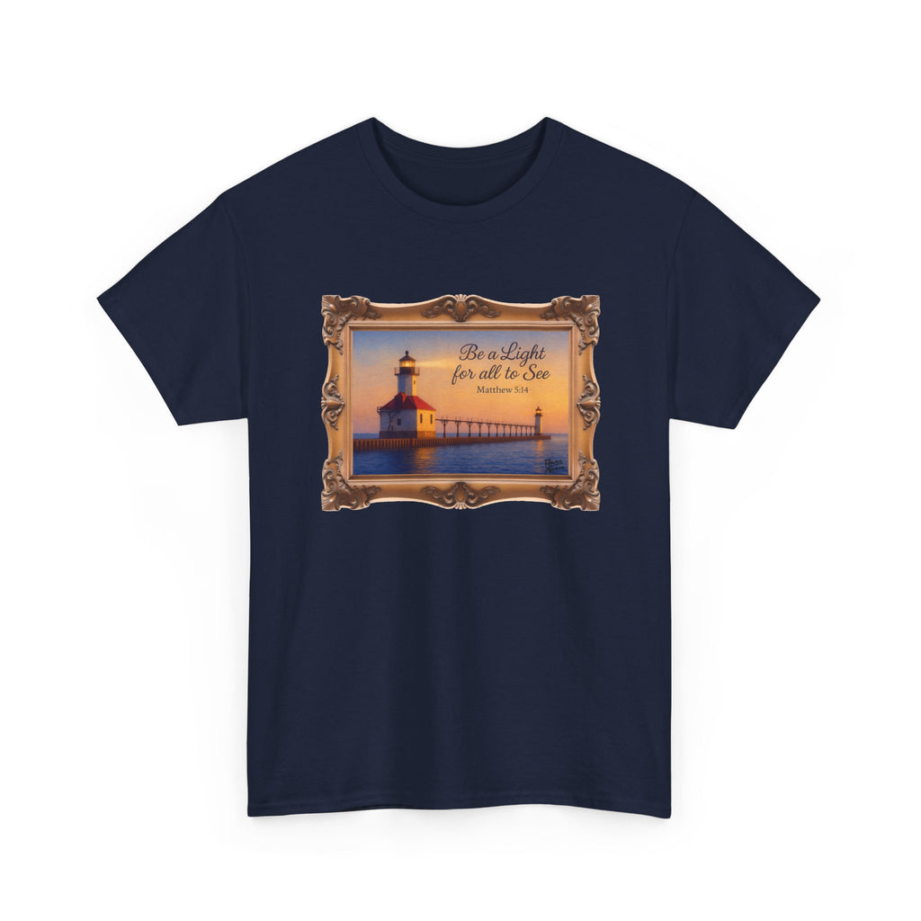 Be a Light - Matthew 5:14 - Framed | T-Shirt | Religious Inspirational Tee | Christian Art | Scripture Shirt