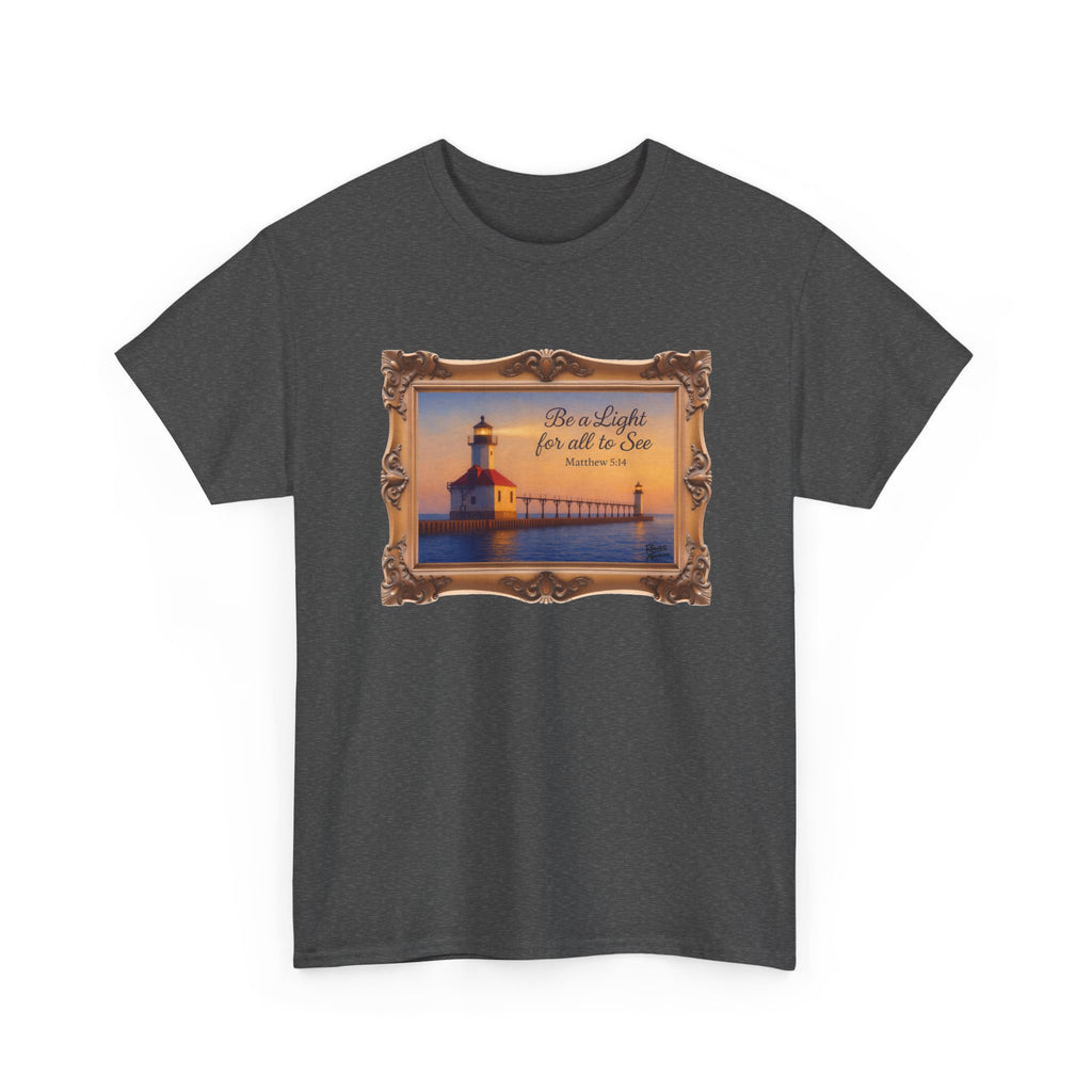 Be a Light - Matthew 5:14 - Framed | T-Shirt | Religious Inspirational Tee | Christian Art | Scripture Shirt