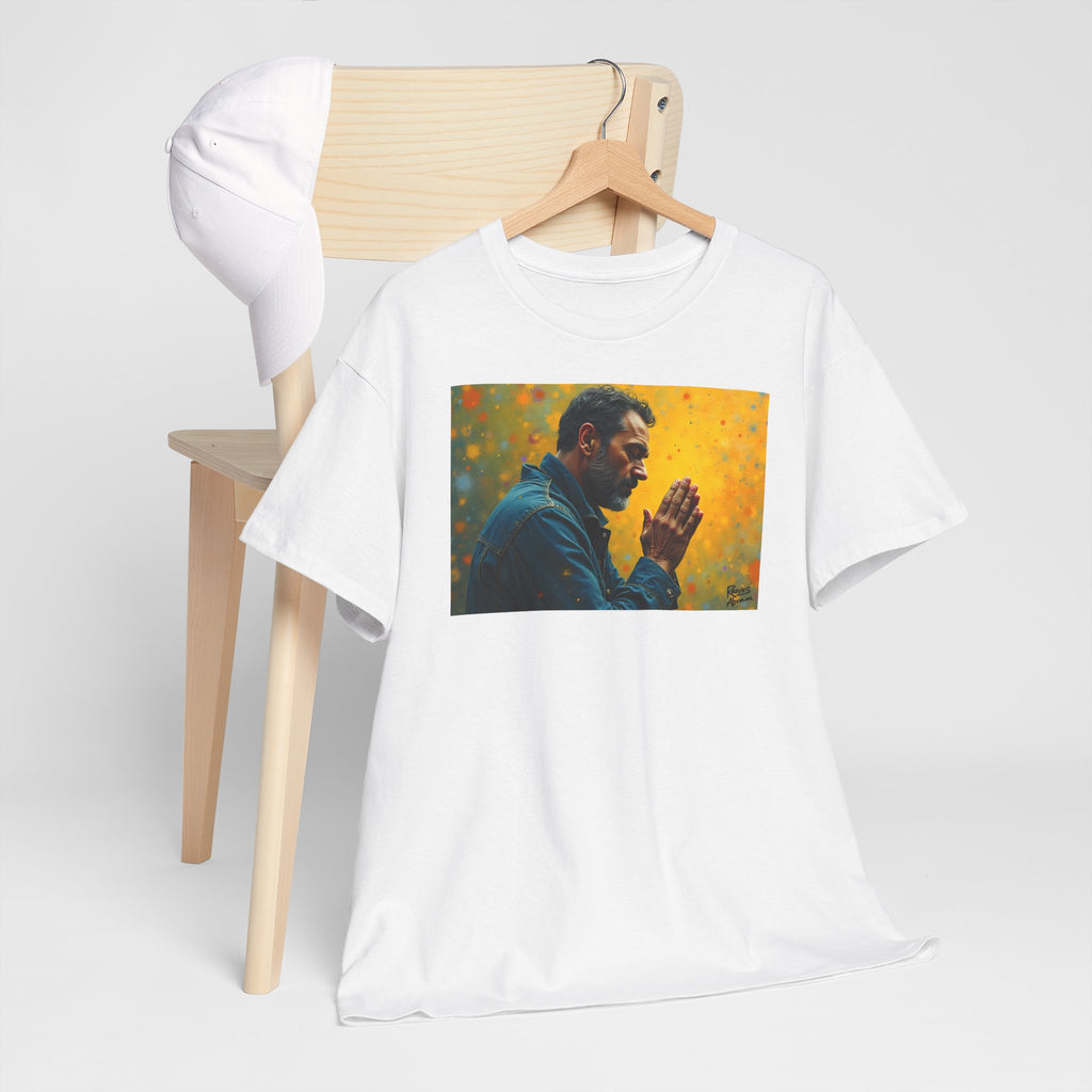 Man in Prayer - T-Shirt | Religious Inspirational Tee, Prayer Artwork