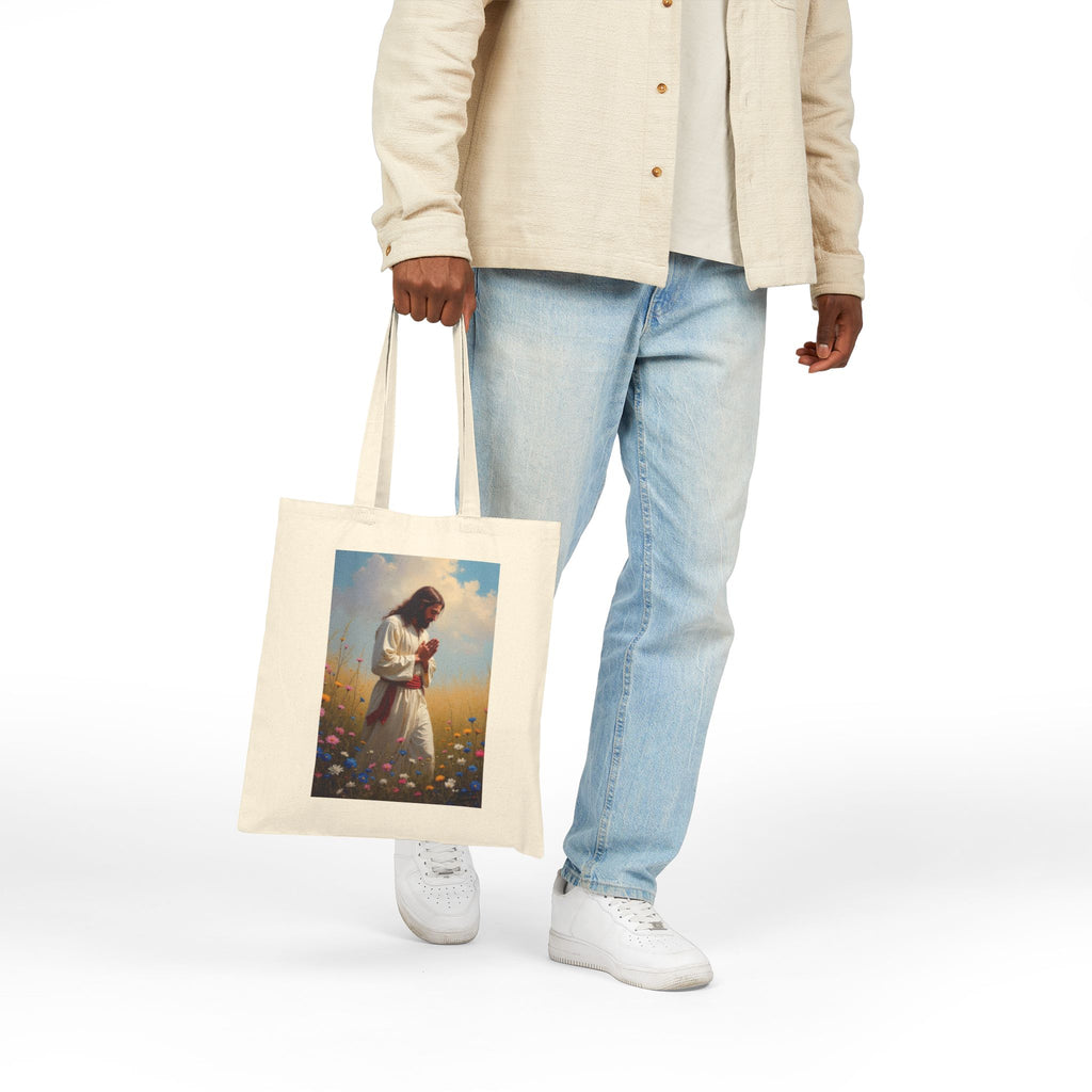 Jesus Praying in Meadow - Canvas Tote Bag