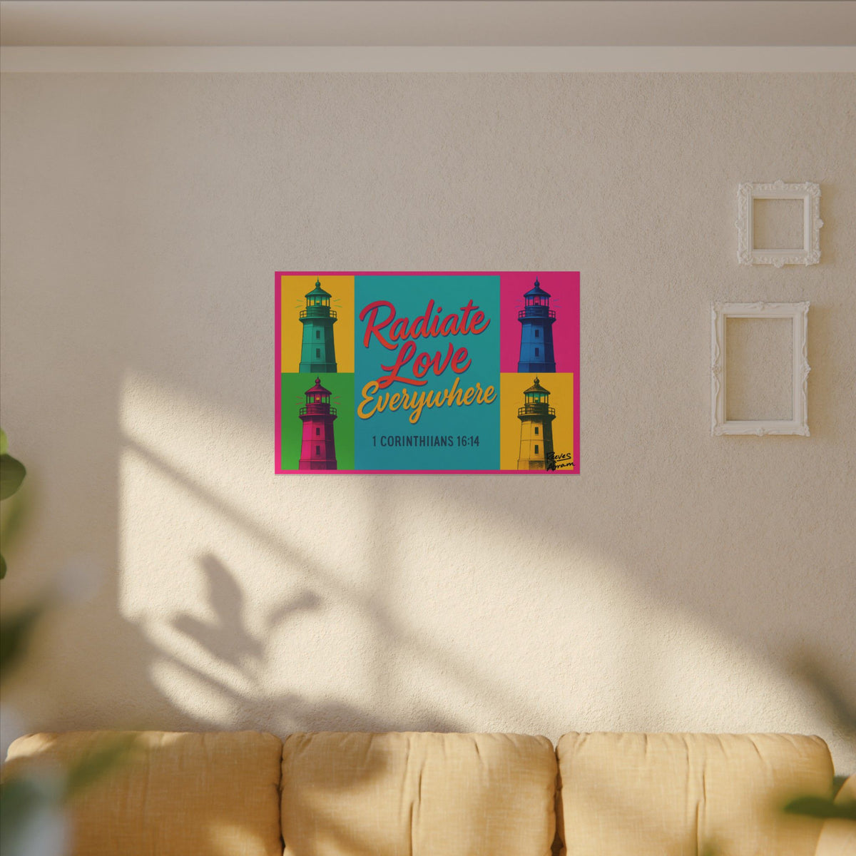Radiate Love Everywhere | 36" x 24" Canvas (Horizontal) | Christian Pop Art | Faith Wall Decor