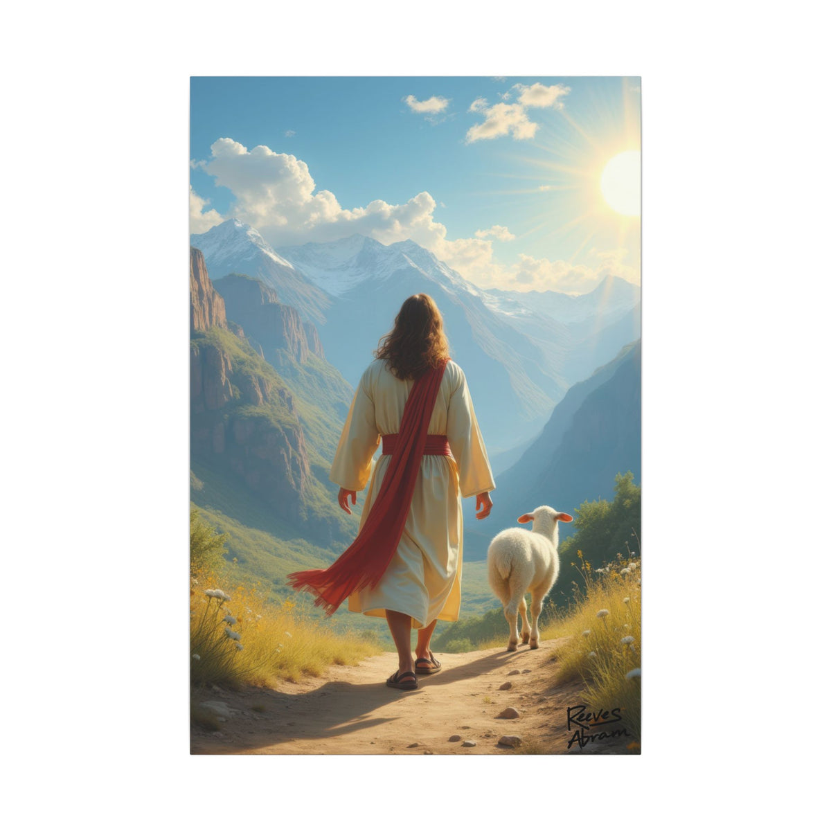 Jesus and the Lost Lamb | 24" x 36" Canvas (Vertical) | Christian Art | Faith-Inspired