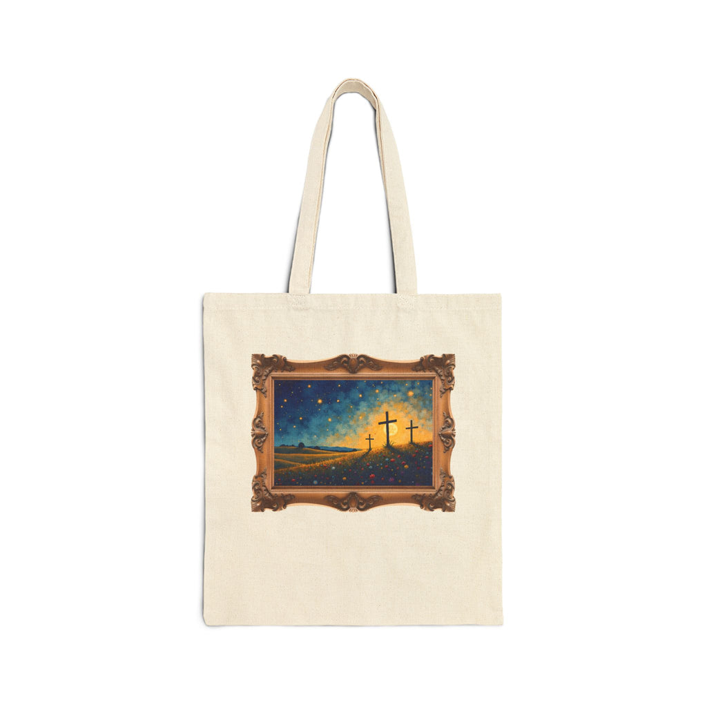 Three Crosses on Hill - Framed - Canvas Tote Bag