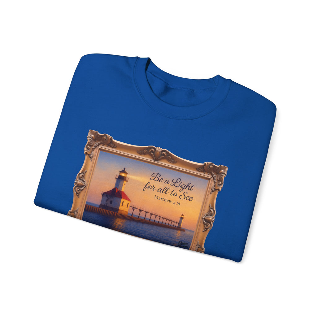 Be a Light - Matthew 5:14 - Framed | Crewneck Sweatshirt | Christian Art | Inspirational Scripture