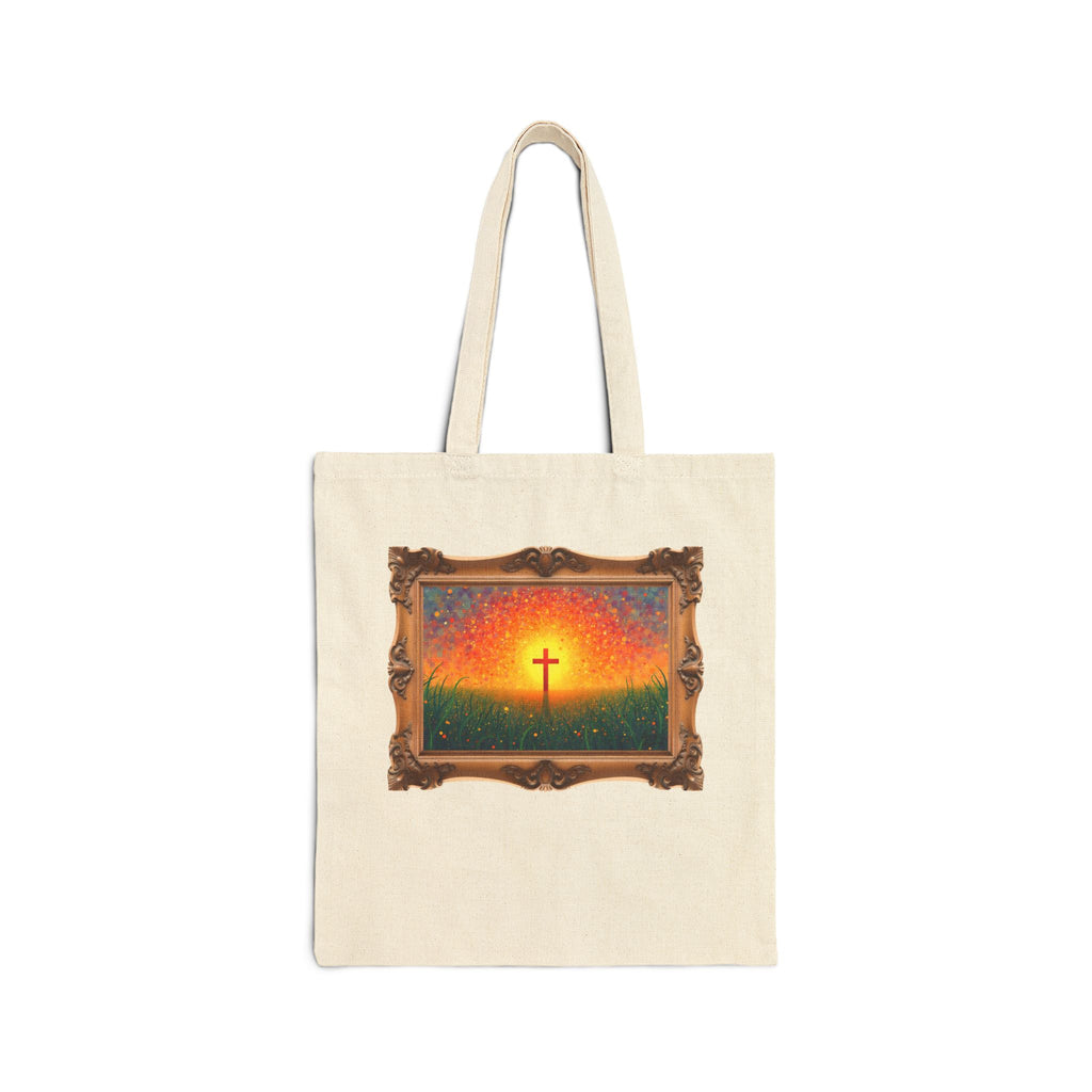 Glowing Cross in the Field - Framed - Canvas Tote Bag - Cross of Christ