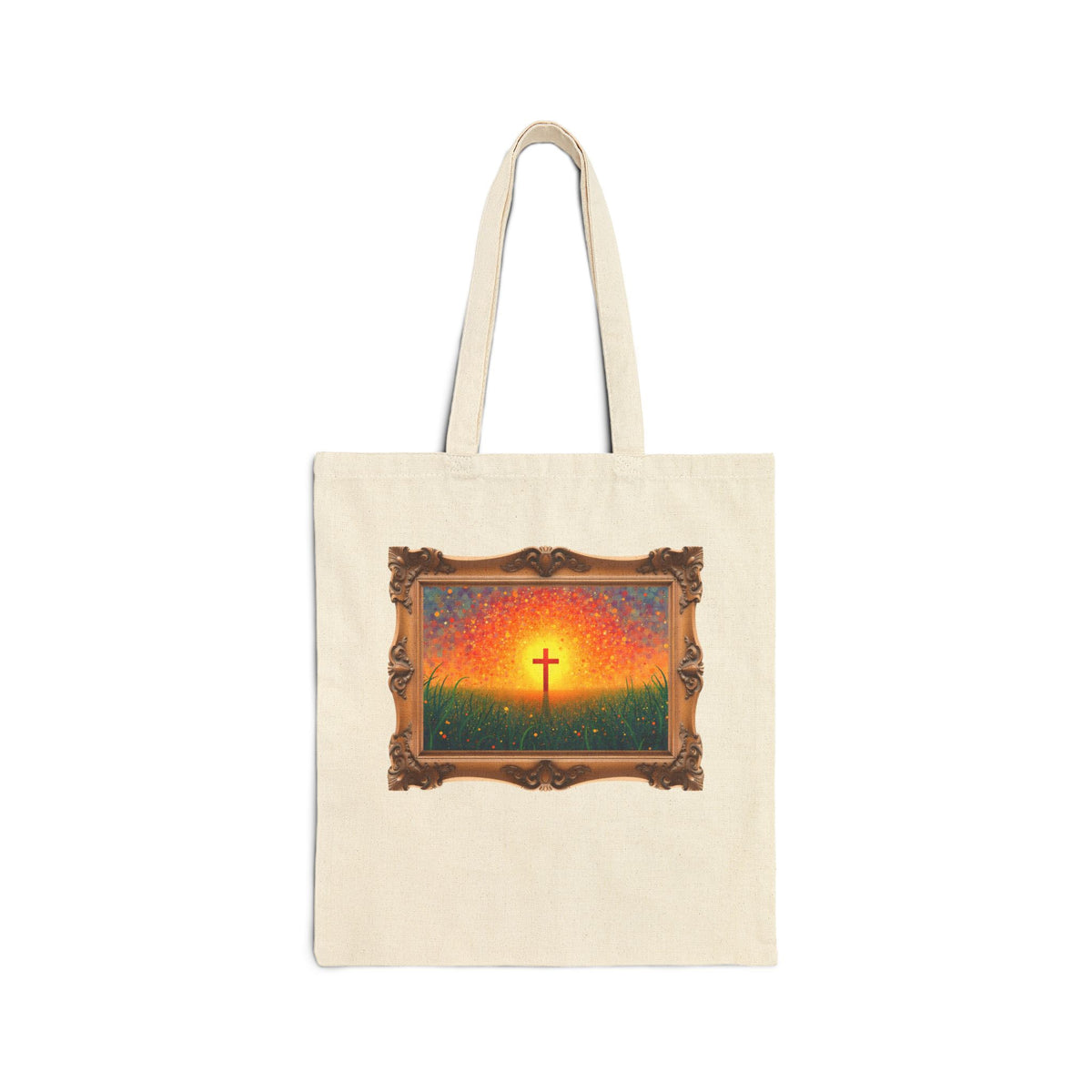 Glowing Cross in the Field - Framed - Canvas Tote Bag - Cross of Christ