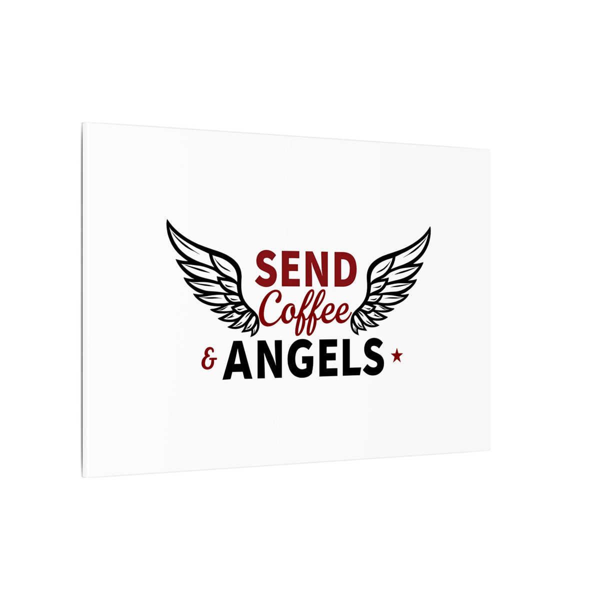 Send Coffee and Angels | 36" x 24" Canvas (Horizontal) | Christian Pop Art | Faith Wall Decor - Bringing Faith and Humor to Mornings