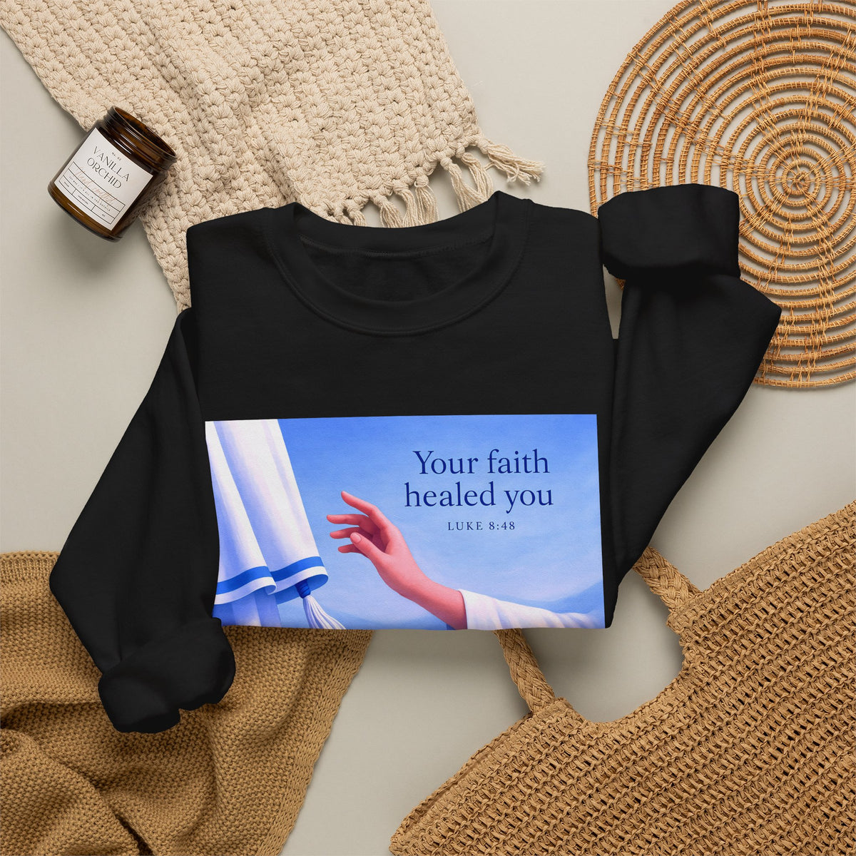 Your Faith Healed You (Luke 8:48) - Crewneck Sweatshirt | Bible Art