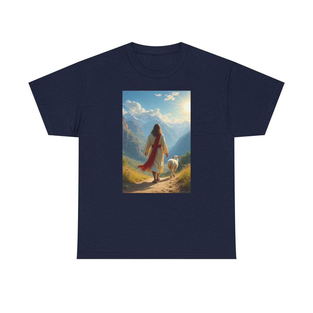 Jesus and the Lost Lamb - T-Shirt | Religious Inspirational Tee, Jesus Faith Artwork
