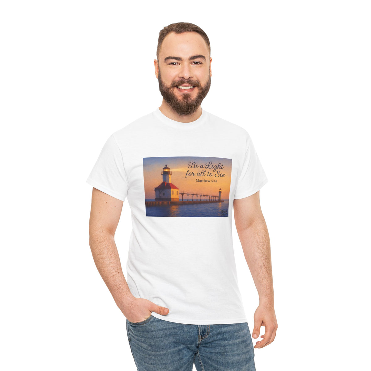 Be a Light - Matthew 5:14 | T-Shirt | Religious Inspirational Tee | Christian Art | Scripture Shirt
